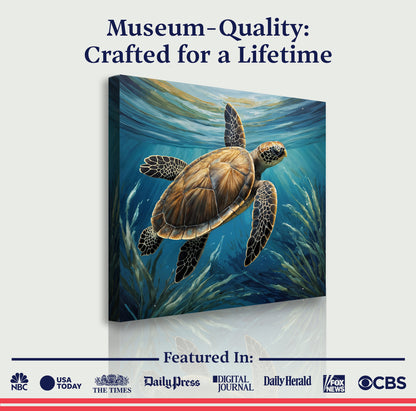 Turtle In Seagrass Coastal Wall Art