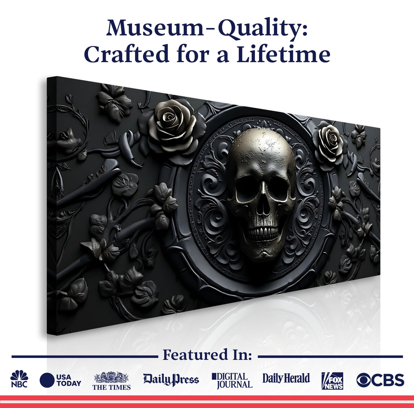 3D Rose and Skull Wall Art VI