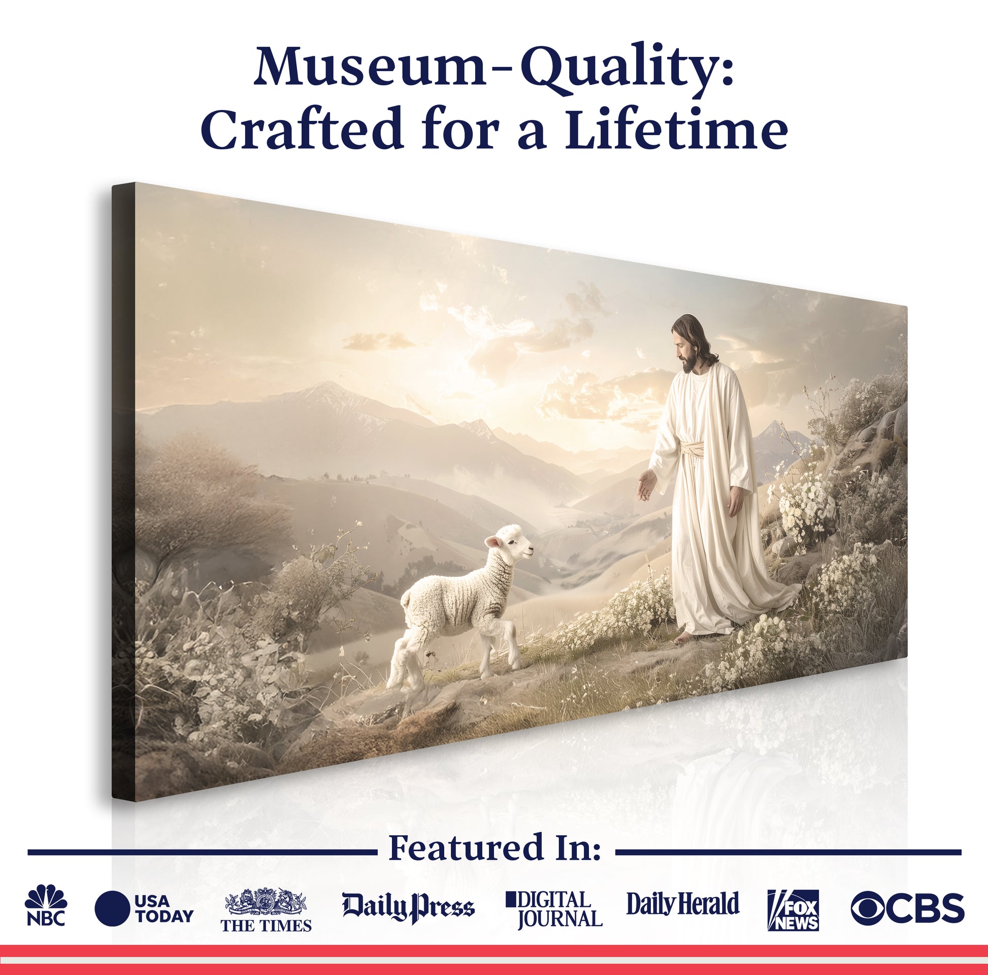 Jesus Protects The Lamb From Wolves Faith Wall Art X