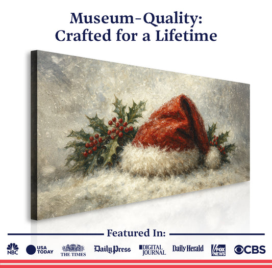 Vintage Santa Hat Christmas Wall Art