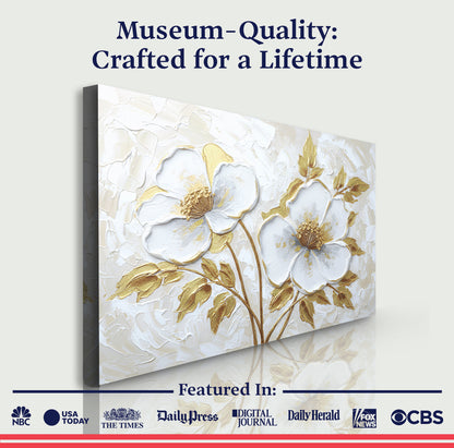 Golden Blossom Abstract Wall Art