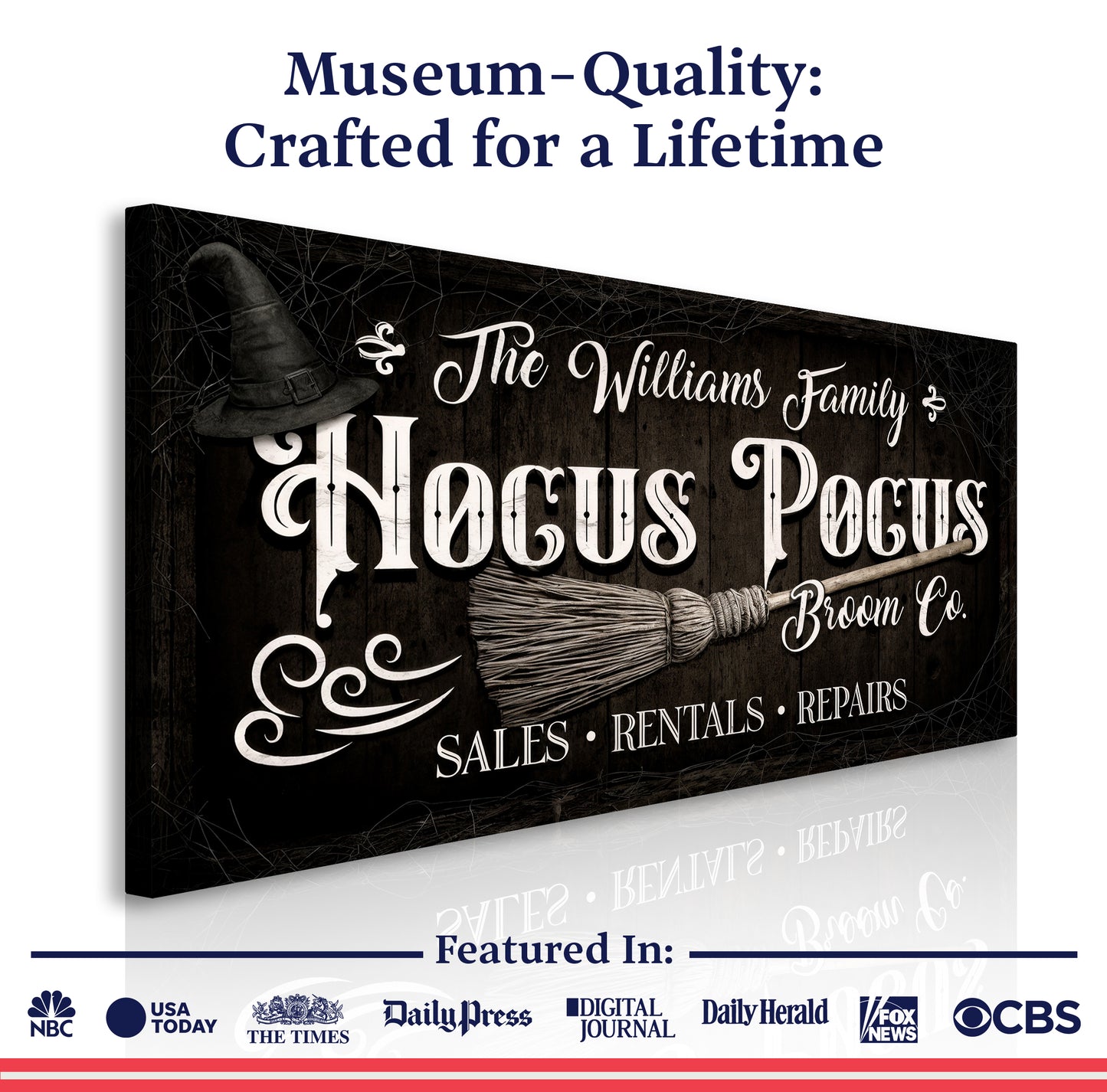 Personalized Hocus Pocus Broom Co. Wall Sign