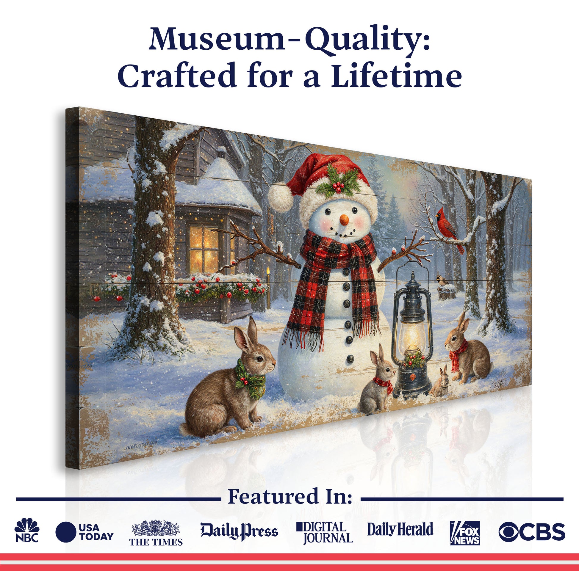 Vintage Snowman in the Snow Christmas Wall Art