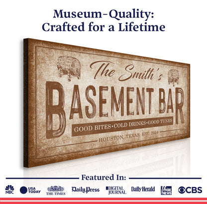 Personalized Basement Bar Wall Sign