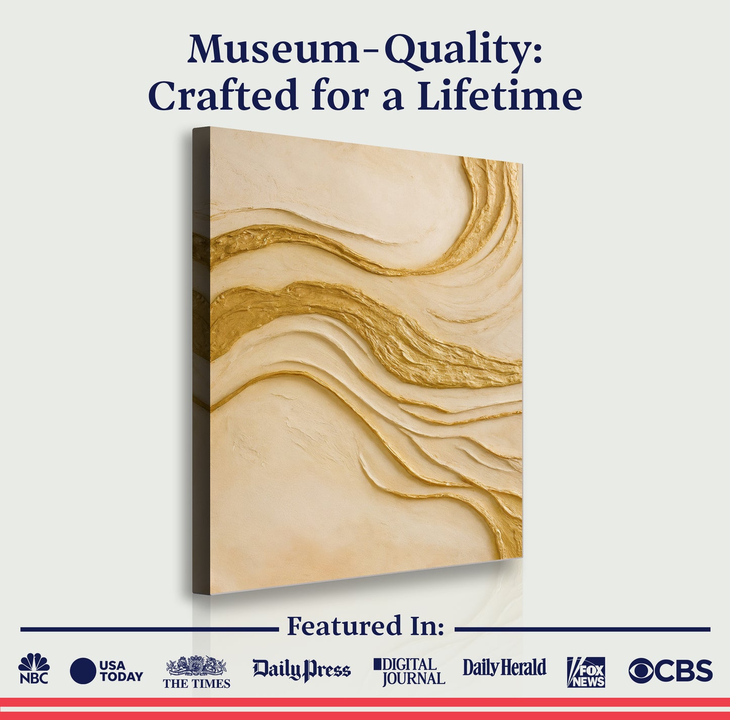 Abstract White and Gold Impasto Wall Art