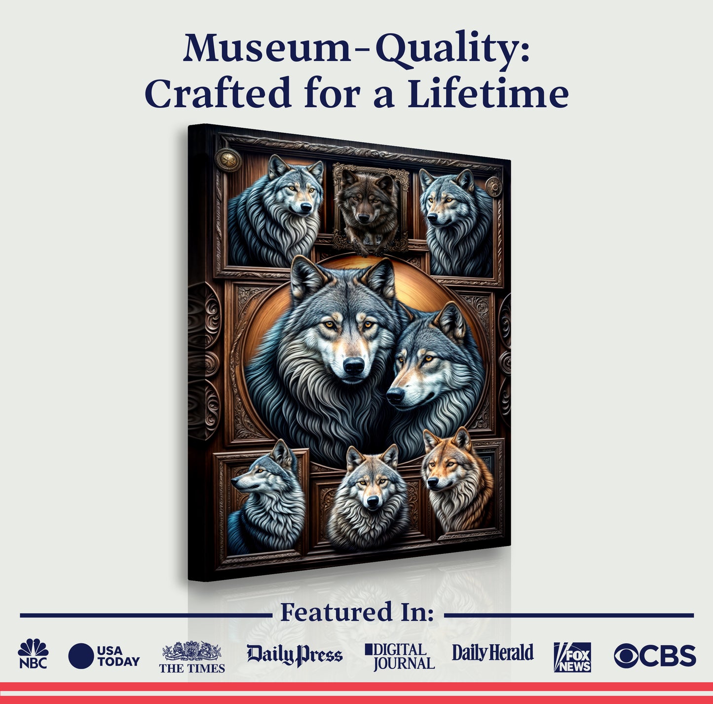 3D Wolf Collage Wall Art III