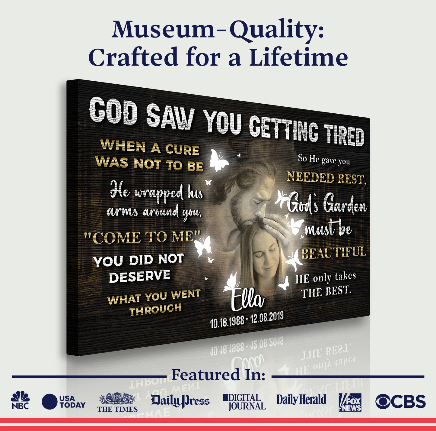 Personalized God Saw You Getting Tired Memorial Sign IV