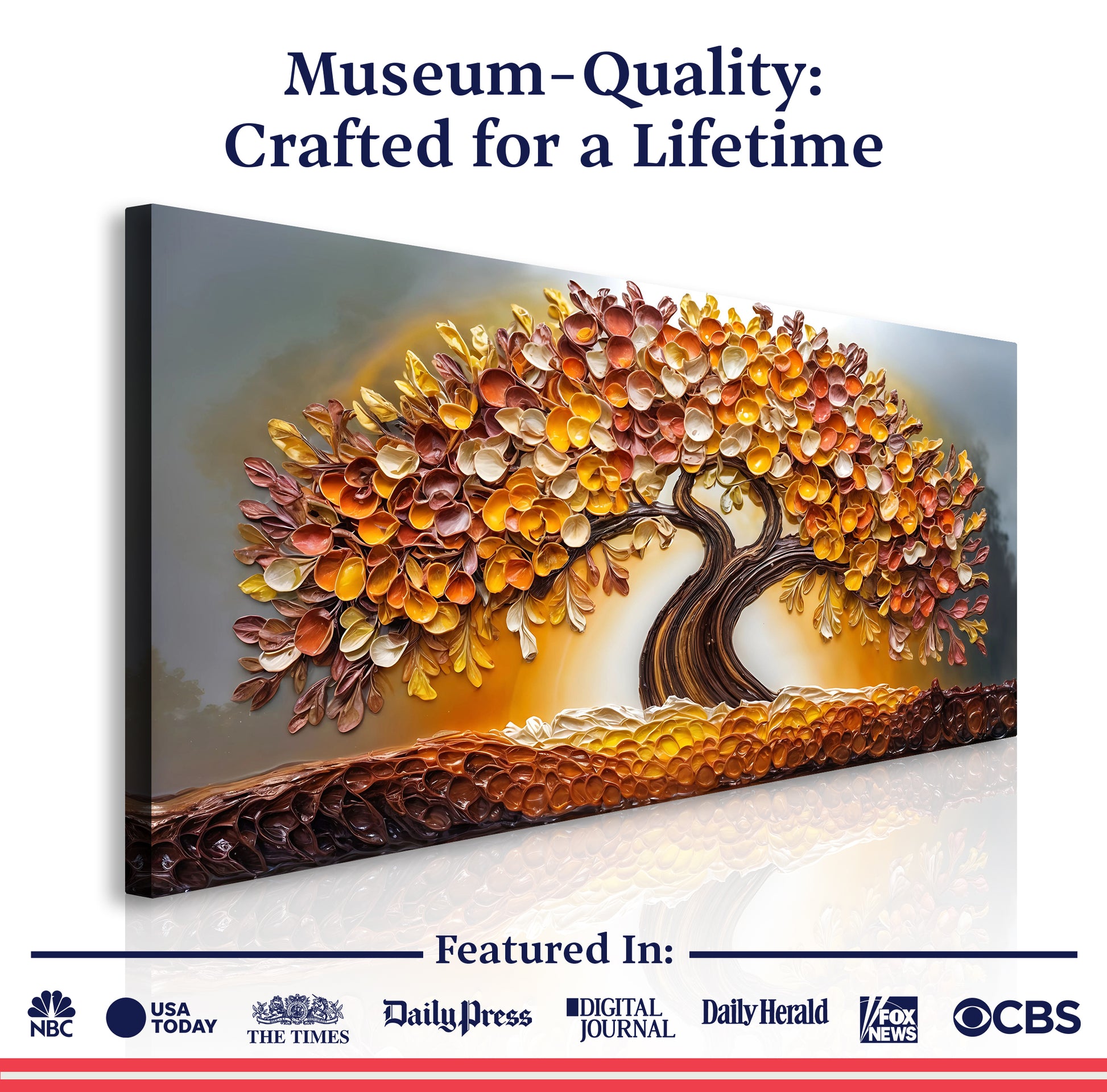 Golden Autumn Impasto Wall Art
