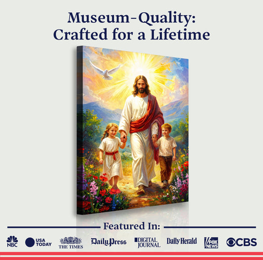 Jesus Walking With Kids Faith Wall Art