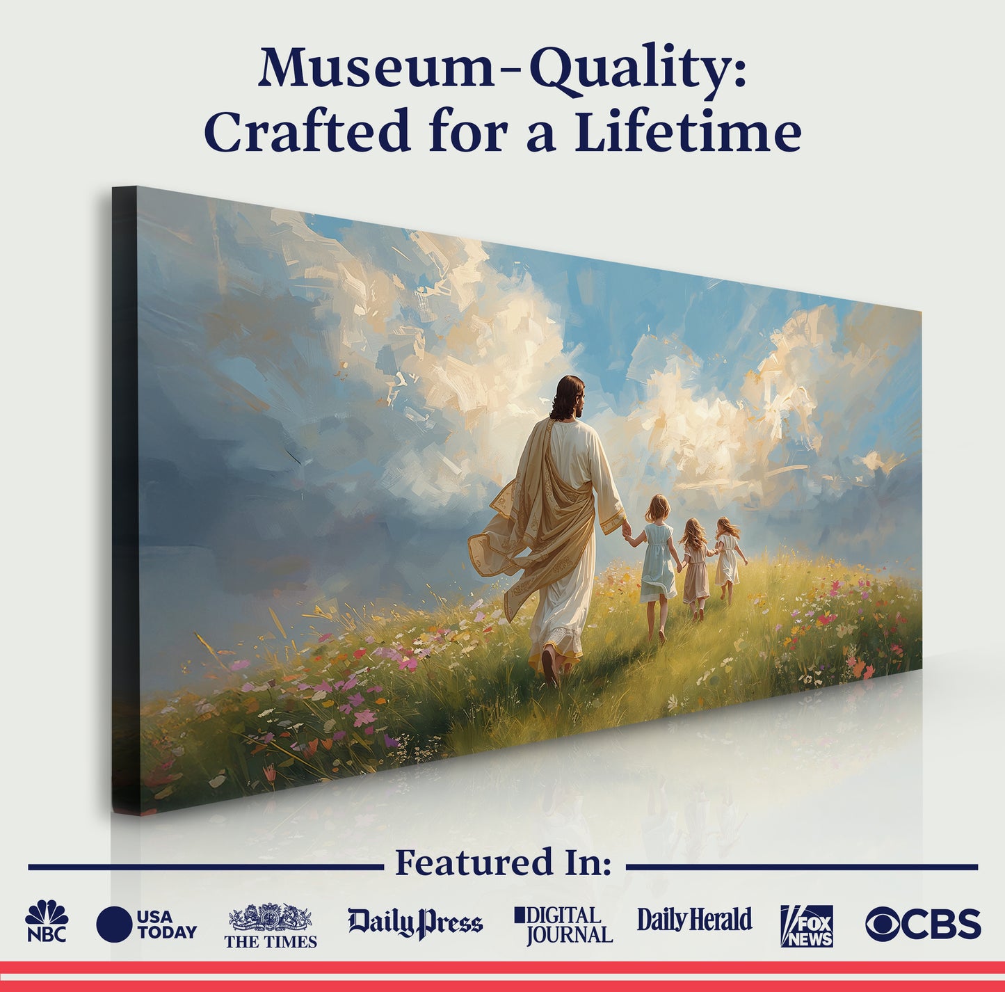 Heavenly Stroll Children and Christ Faith Wall Art