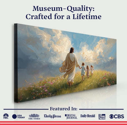 Heavenly Stroll Children and Christ Faith Wall Art