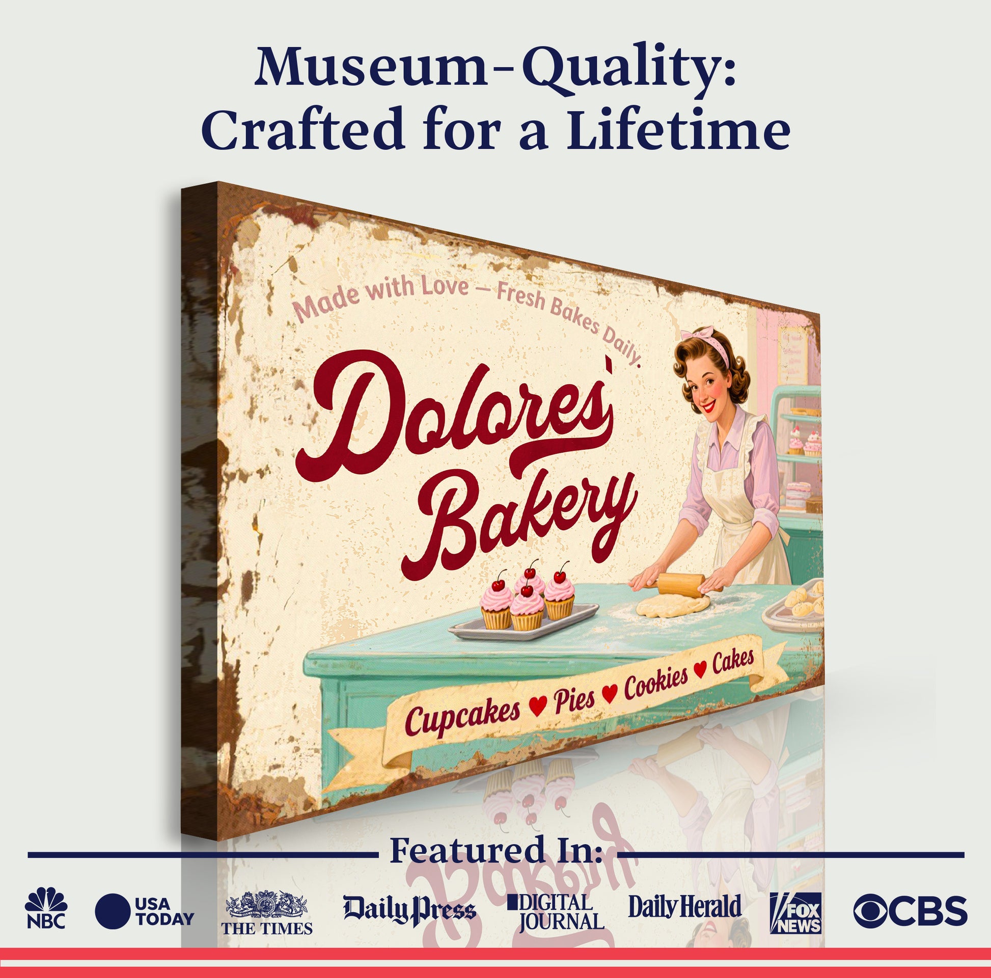 Vintage Mom's Bakery Farmhouse Wall Sign