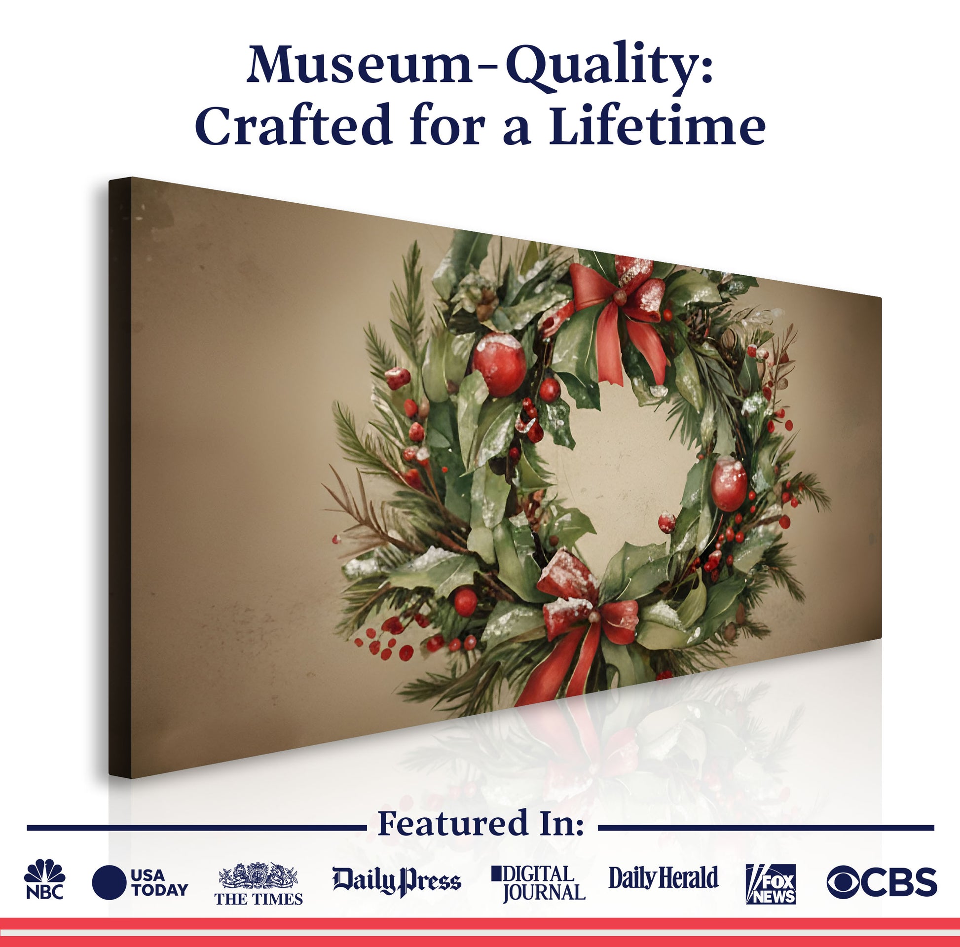 Vintage Christmas Wreath Wall Art