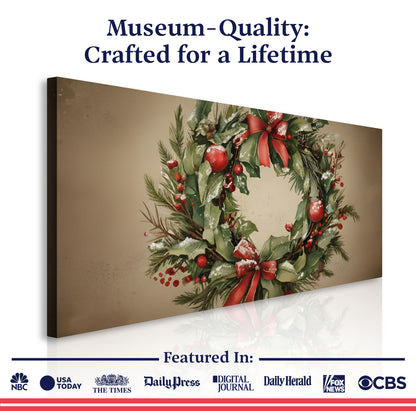 Vintage Christmas Wreath Wall Art