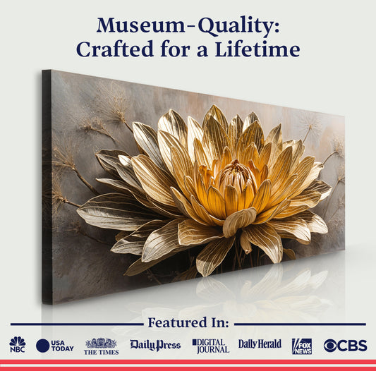 Golden Dandelion Minimalist Abstract Wall Art VII