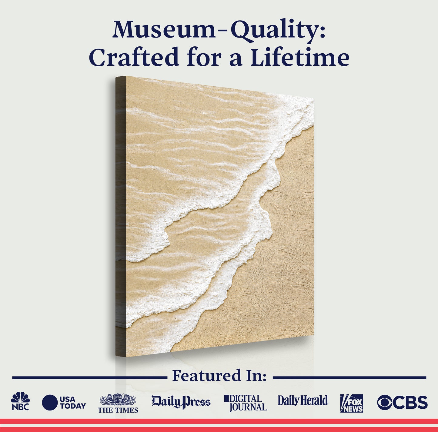 White Waves on Brown Sand Wall Art