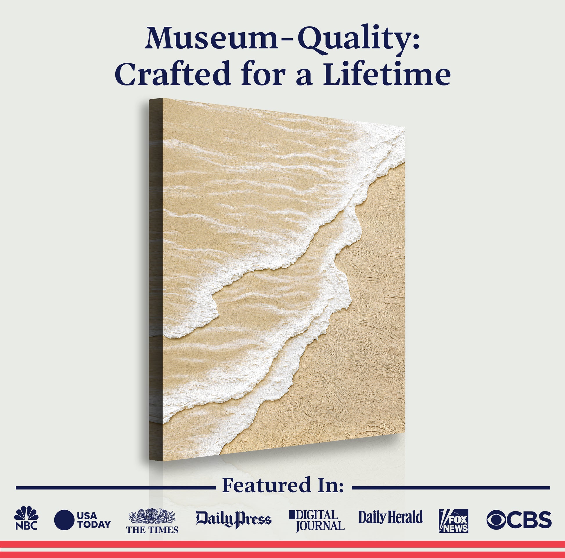 White Waves on Brown Sand Wall Art