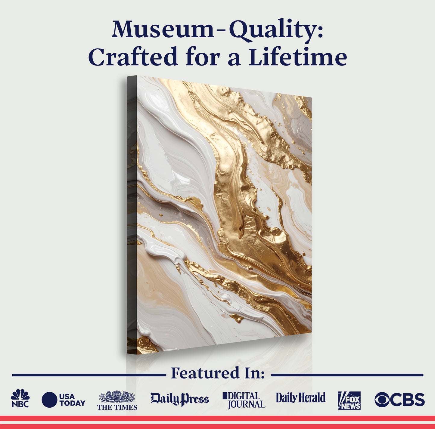 Metallic White And Gold Marble Wall Art