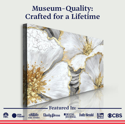Golden Bloom Abstract Wall Art