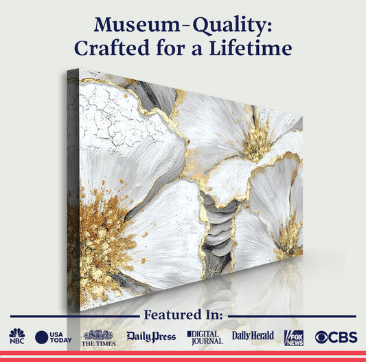 Golden Bloom Abstract Wall Art