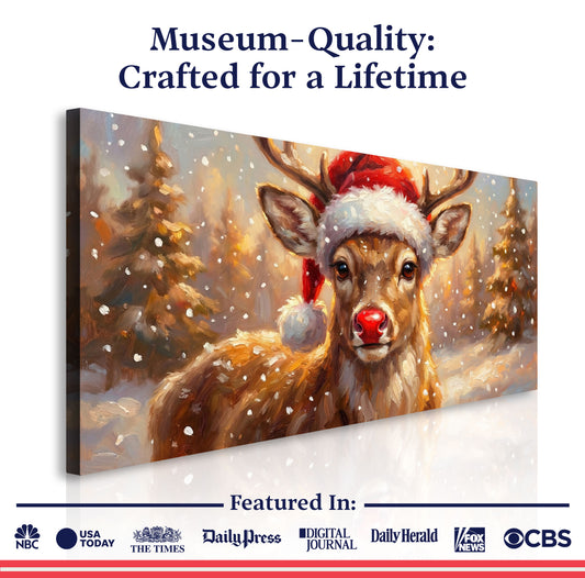 Red Nosed Reindeer Christmas Farmhouse Wall Art