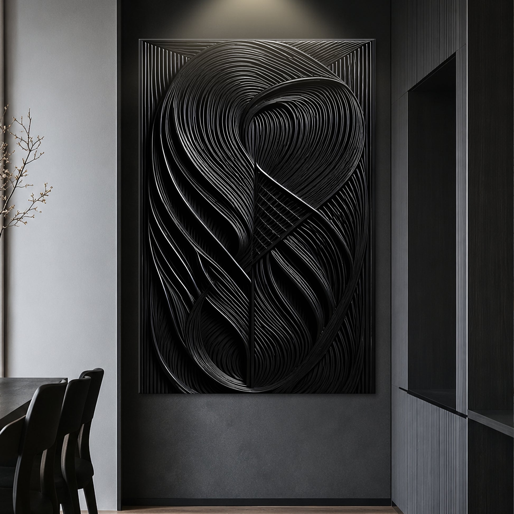Modern Black Waves Wall Art