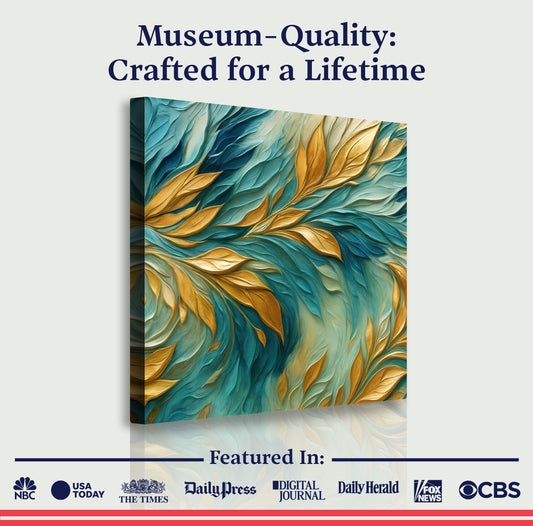 Abstract Gold And Blue Frosty Wall Art