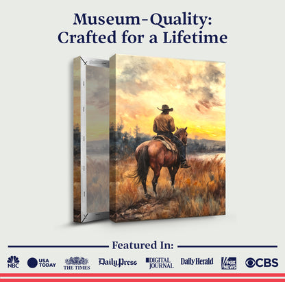 Cowboy At Sunset Wall Art