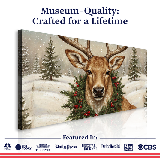 Vintage Christmas Deer Wall Art