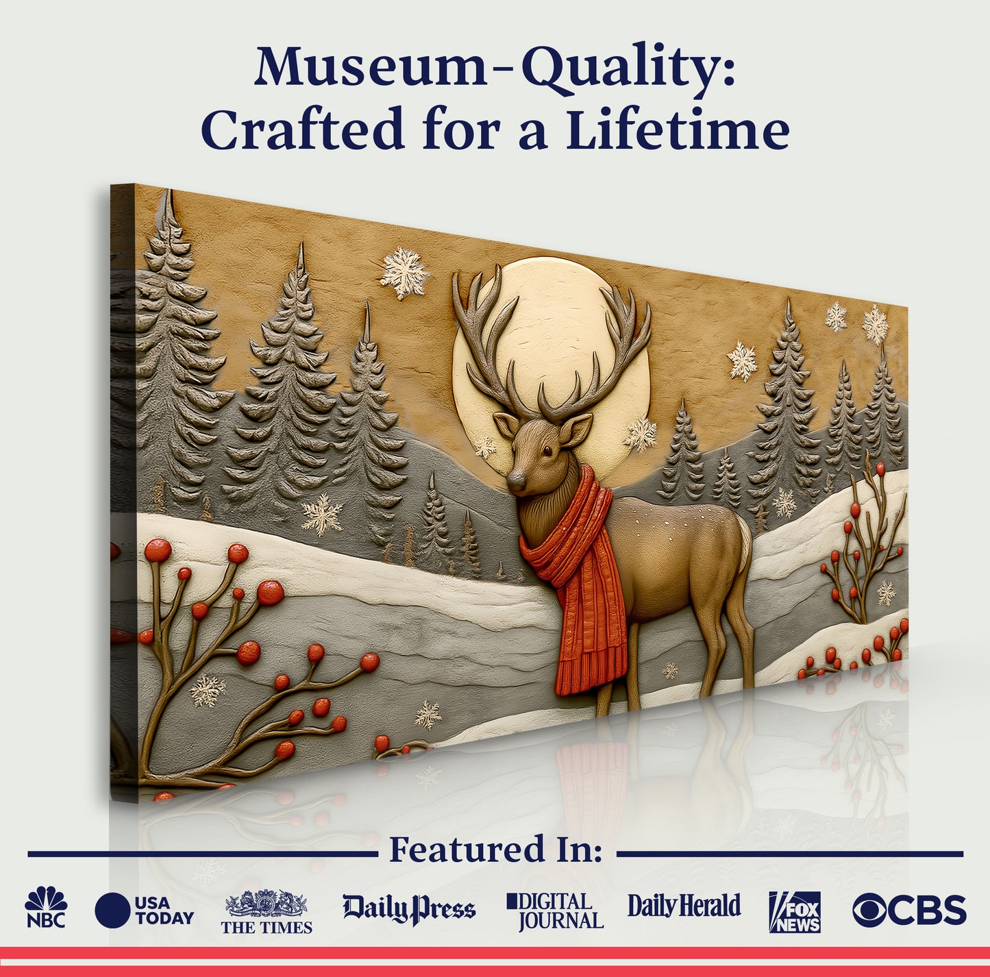 Snowbound Deer Christmas Wall Art