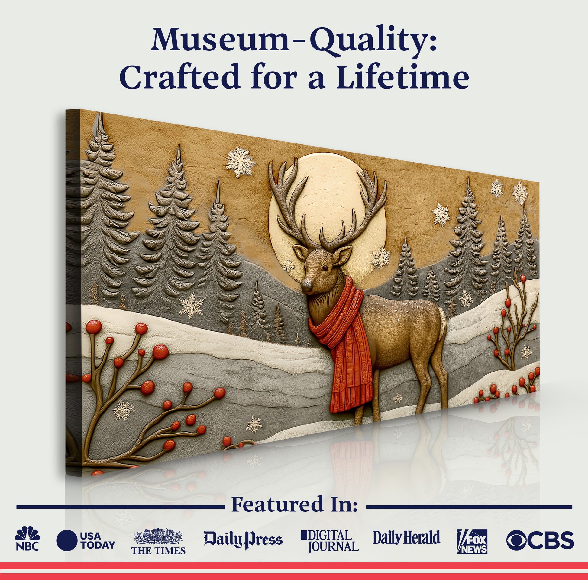 Snowbound Deer Christmas Wall Art