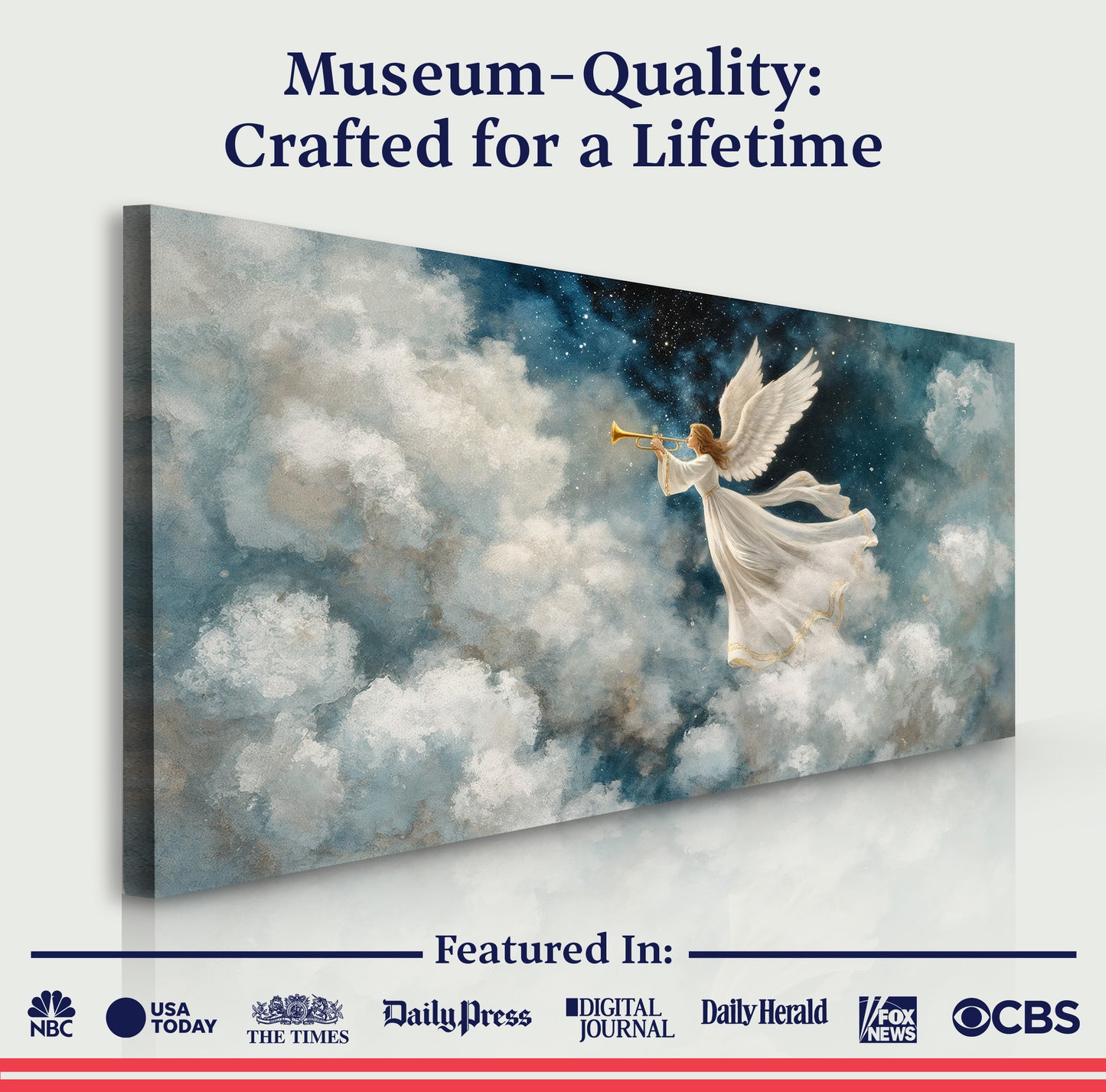 Angel Playing Trumpet Christmas Wall Art