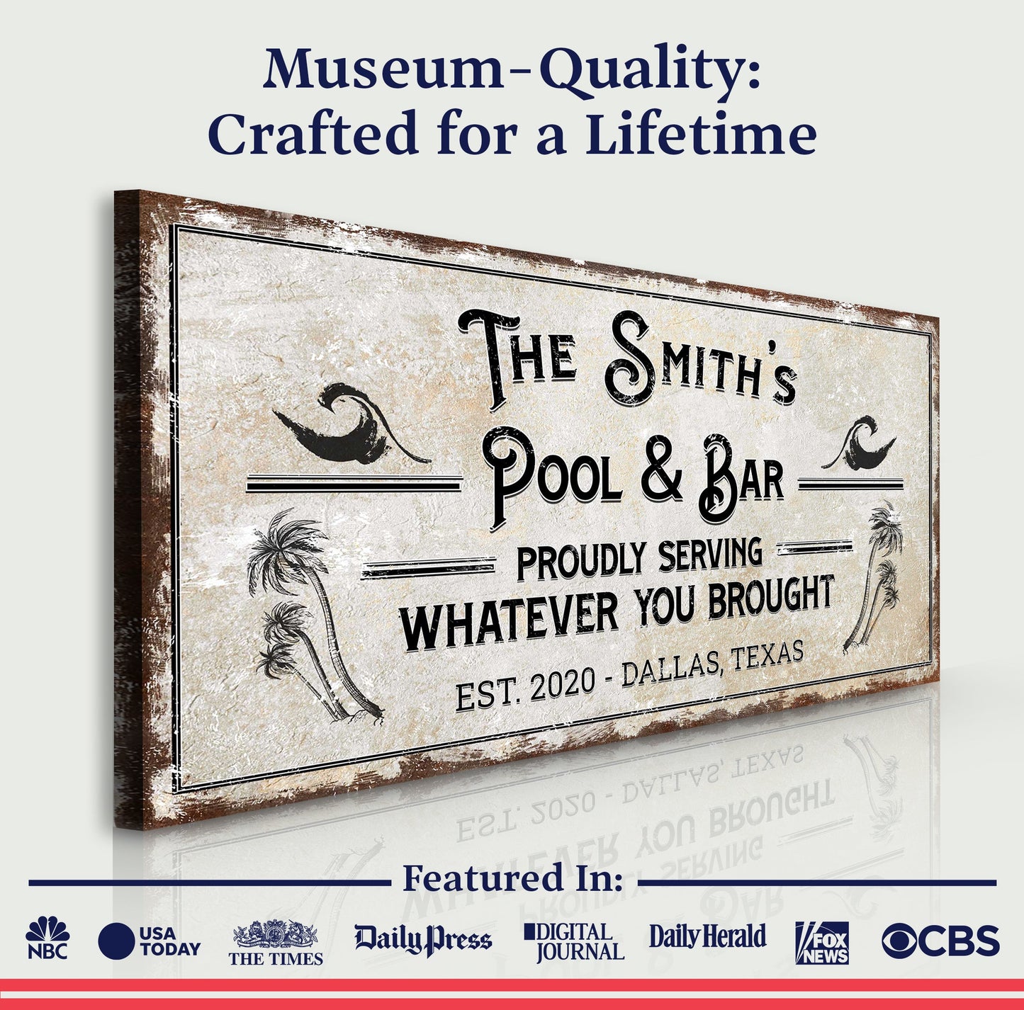 Personalized Rustic Pool And Bar Sign