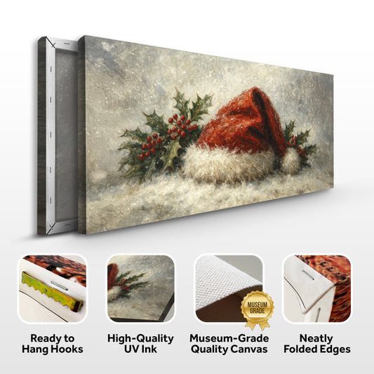 Vintage Santa Hat Christmas Wall Art