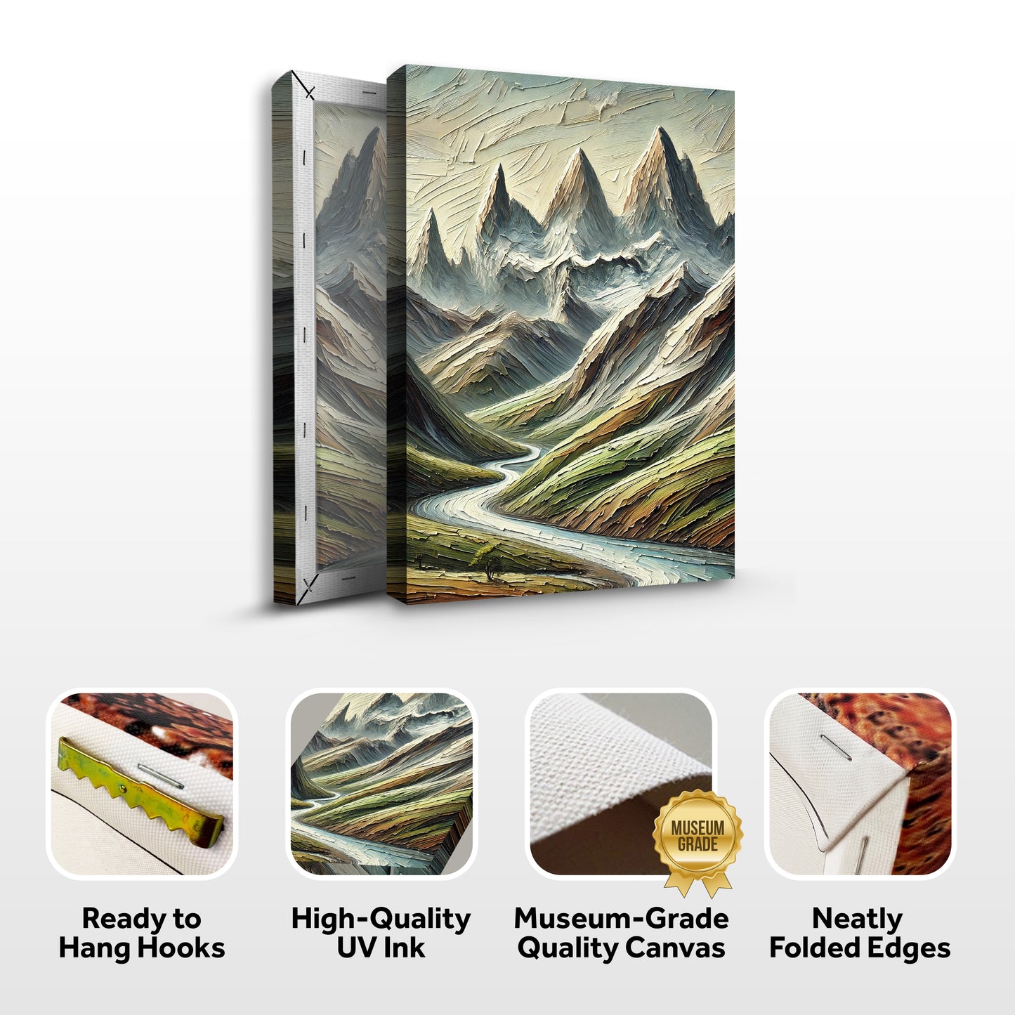 Abstract Mountain and River Landscape Wall Art II