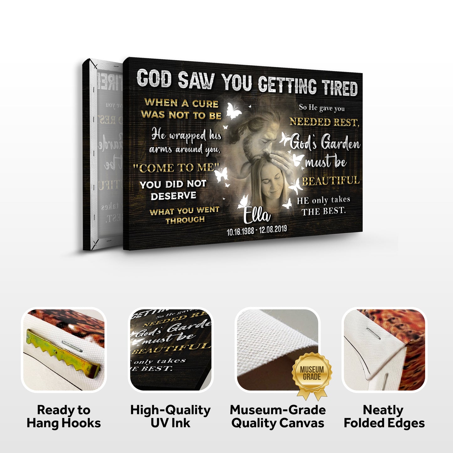 Personalized God Saw You Getting Tired Memorial Sign IV