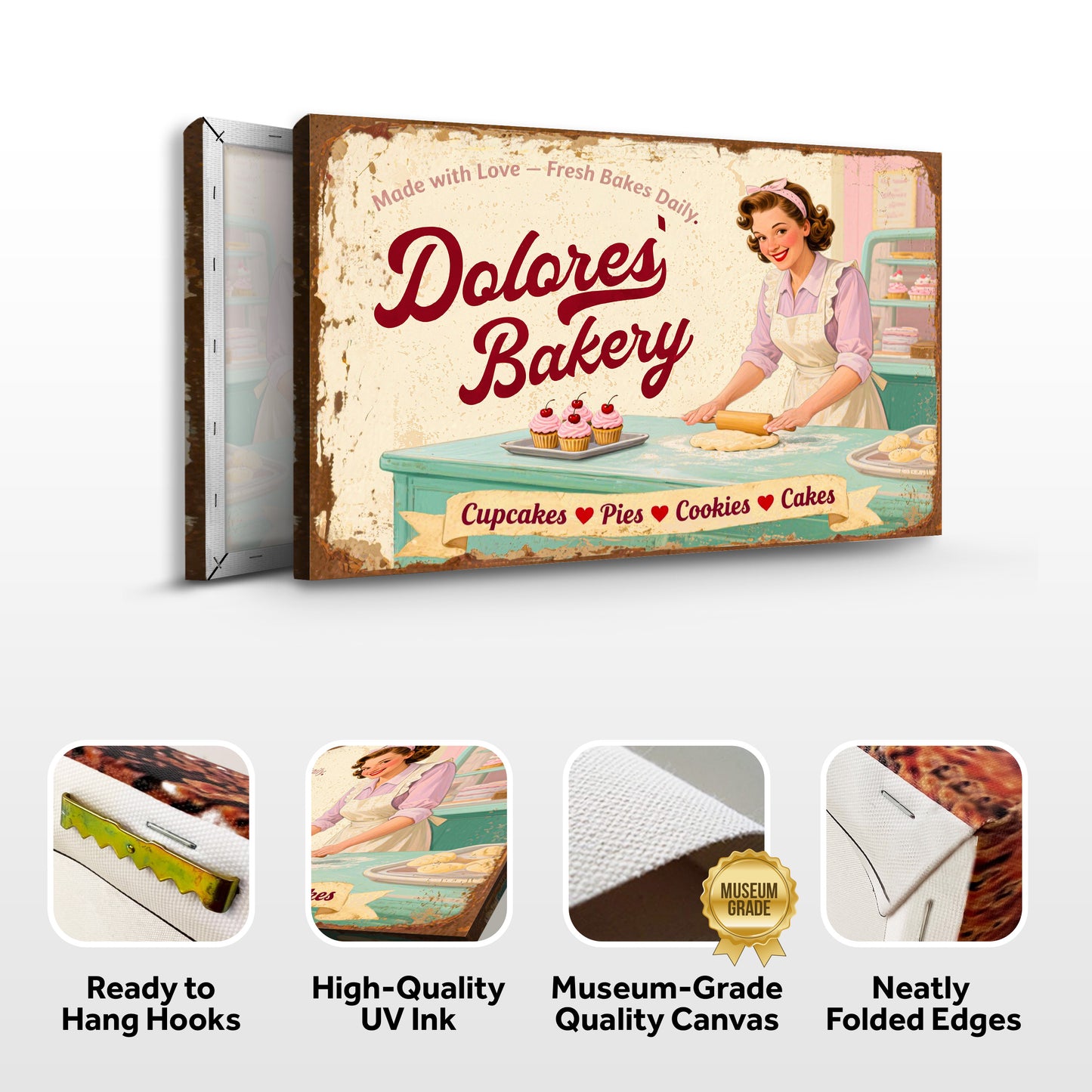 Vintage Mom's Bakery Farmhouse Wall Sign