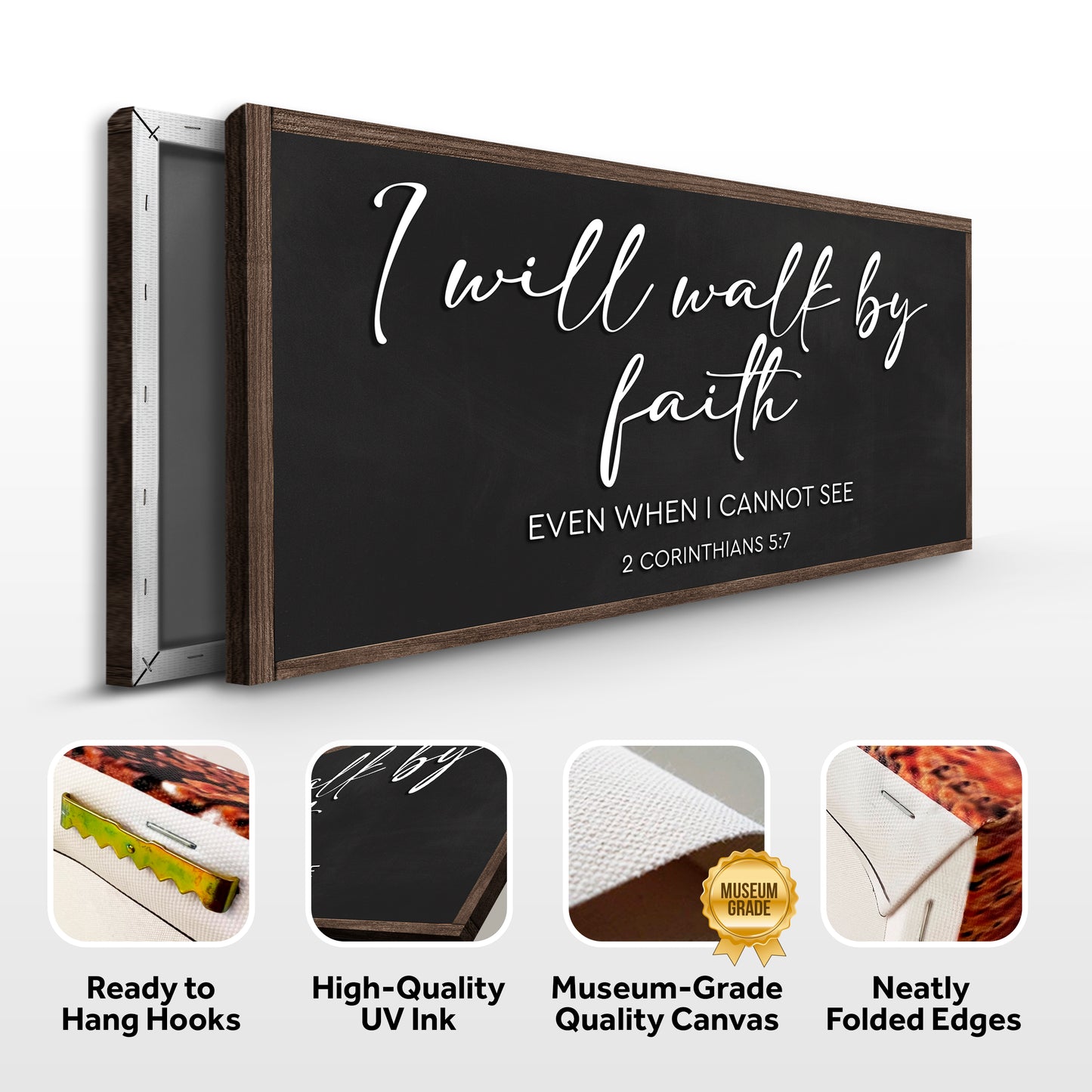 2 Corinthians 5:7 - For We Walk By Faith Rusic Wood Faith Sign