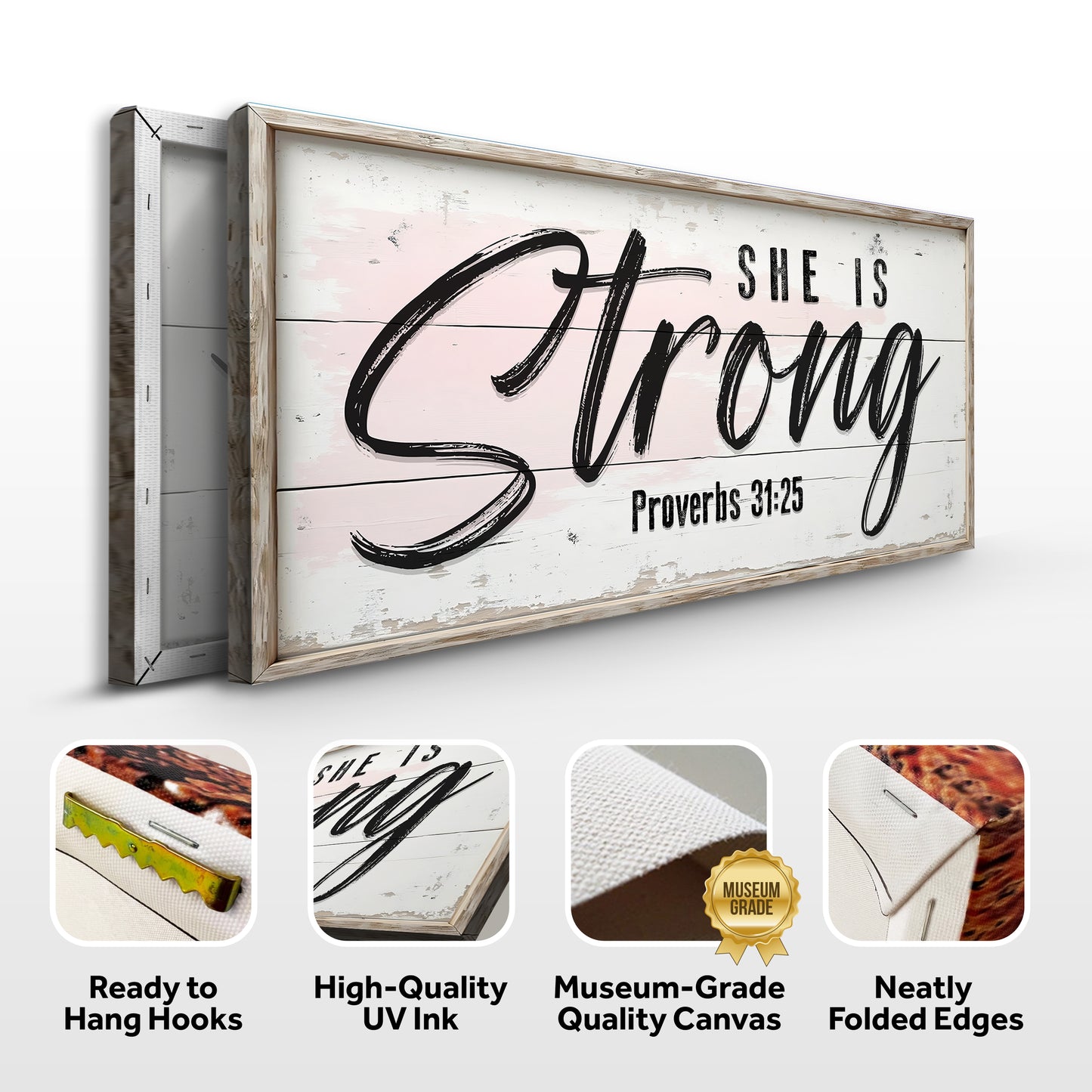 She Is Strong Psalms 34:8 Faith Sign