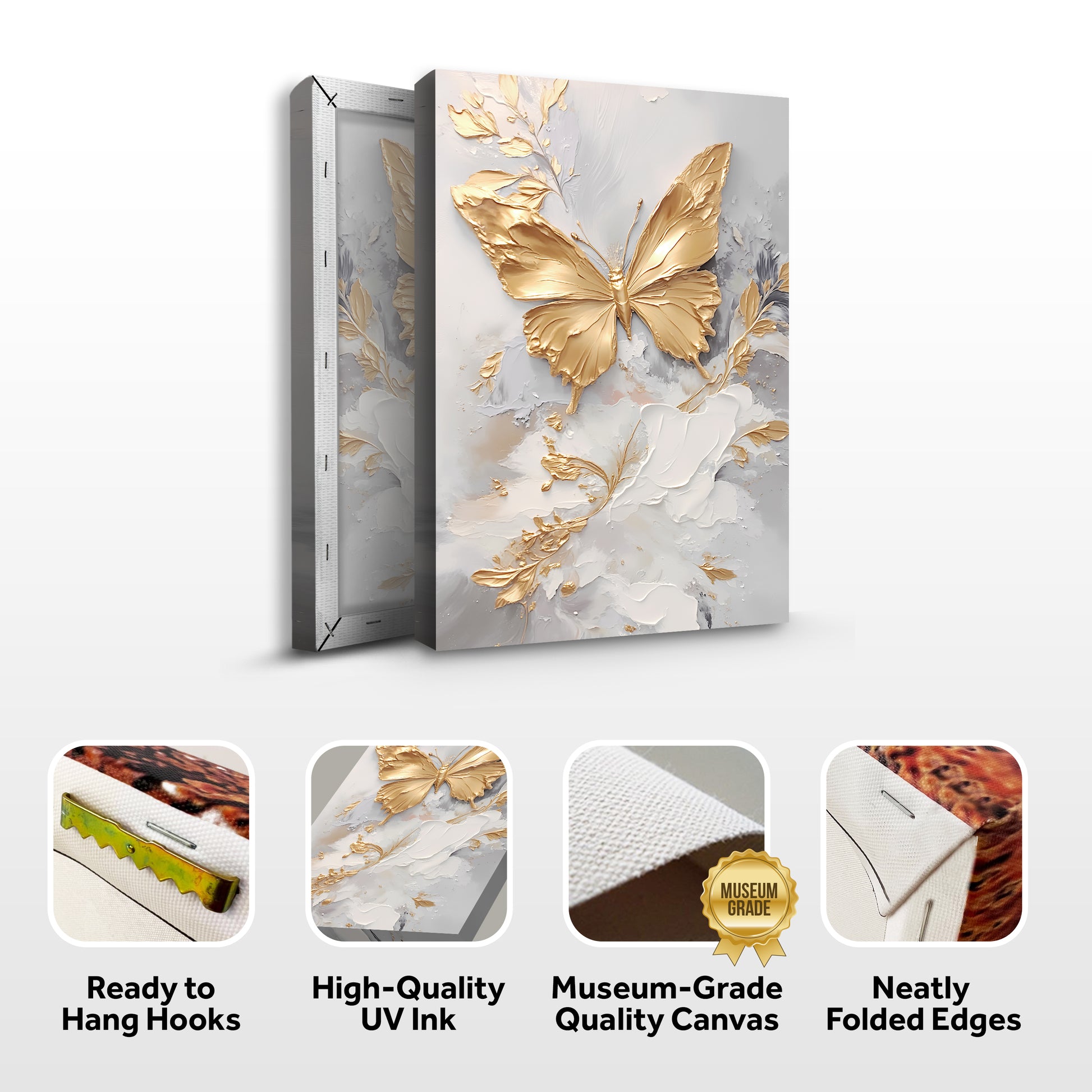 Golden Butterfly Wings Abstract Wall Art