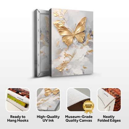 Golden Butterfly Wings Abstract Wall Art