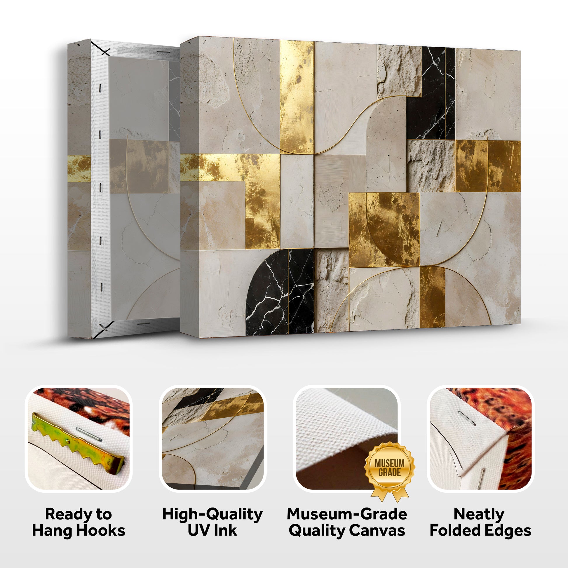 Golden Arc Symphony Abstract Wall Art