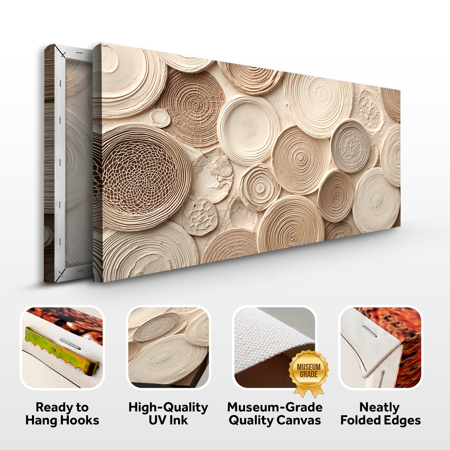 Beige Mirage Rings Abstract Wall Art