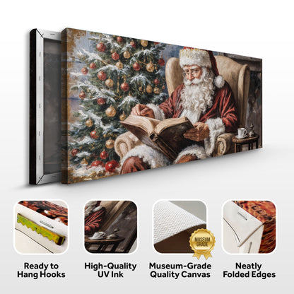 Vintage Santa Claus Reading Christmas Wall Art