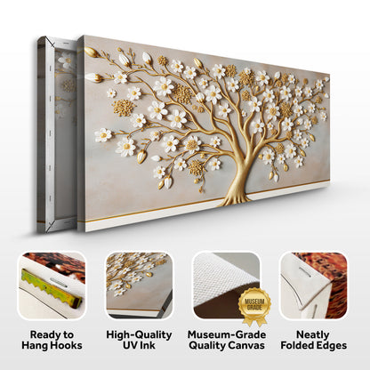 3D White And Gold Tree of Life Wall Art