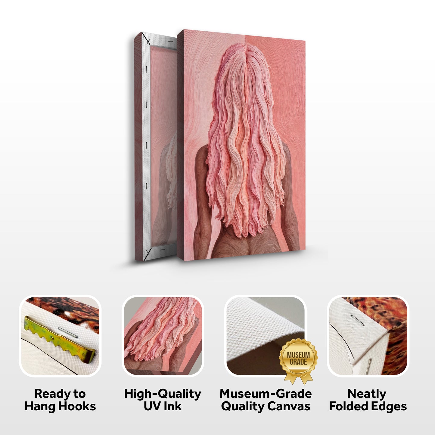 Pink Woman in Coral Abstract Wall Art