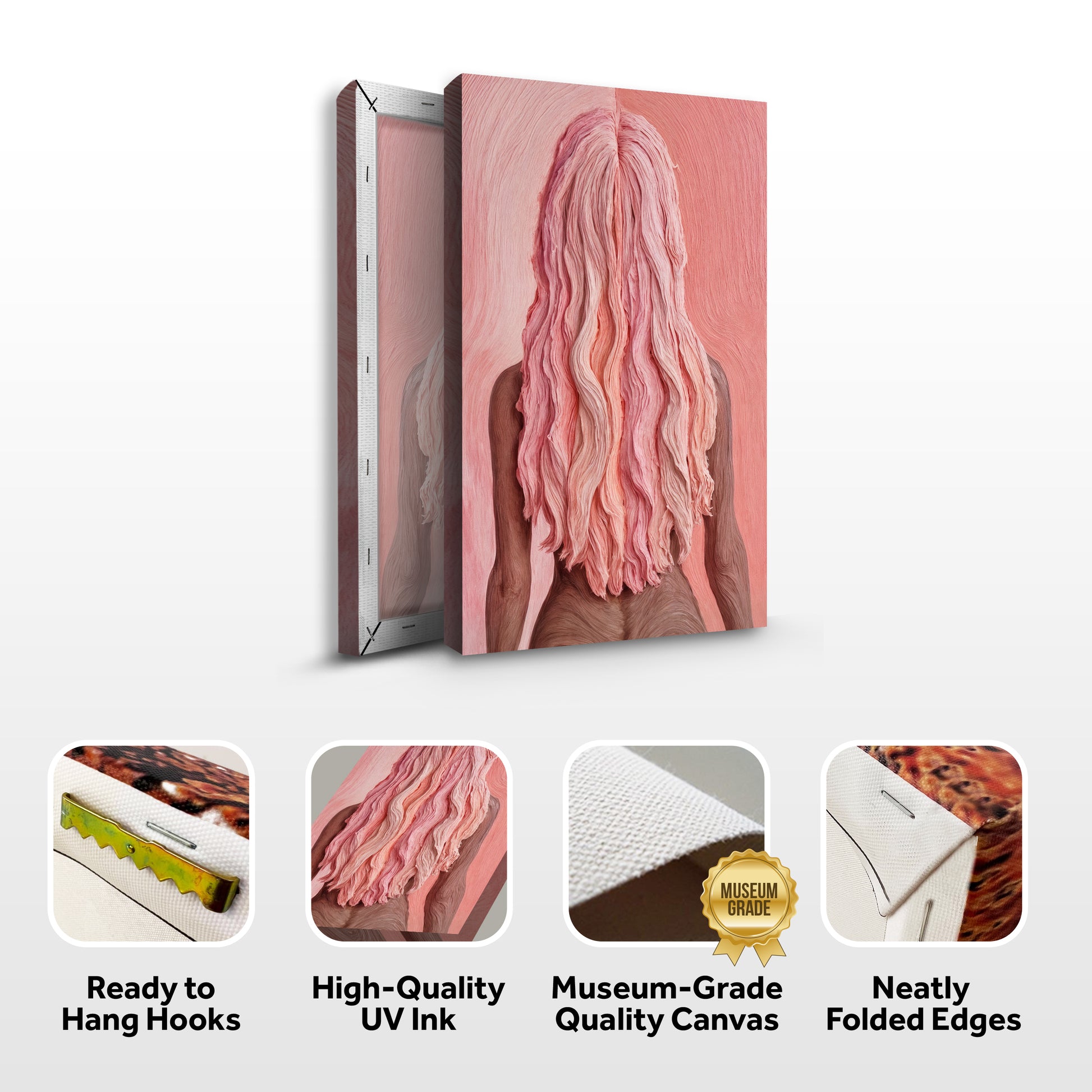 Pink Woman in Coral Abstract Wall Art