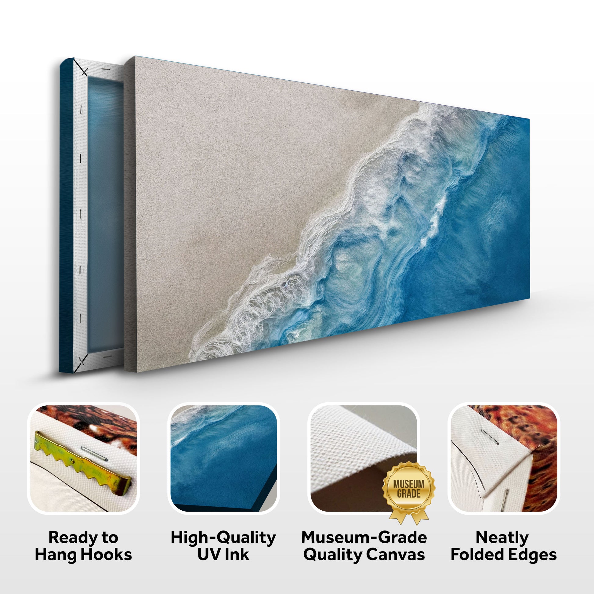 White Sea Waves Abstract Wall Art