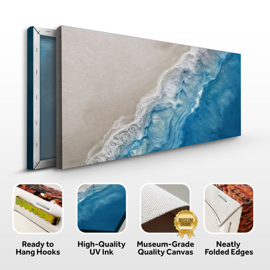 White Sea Waves Abstract Wall Art