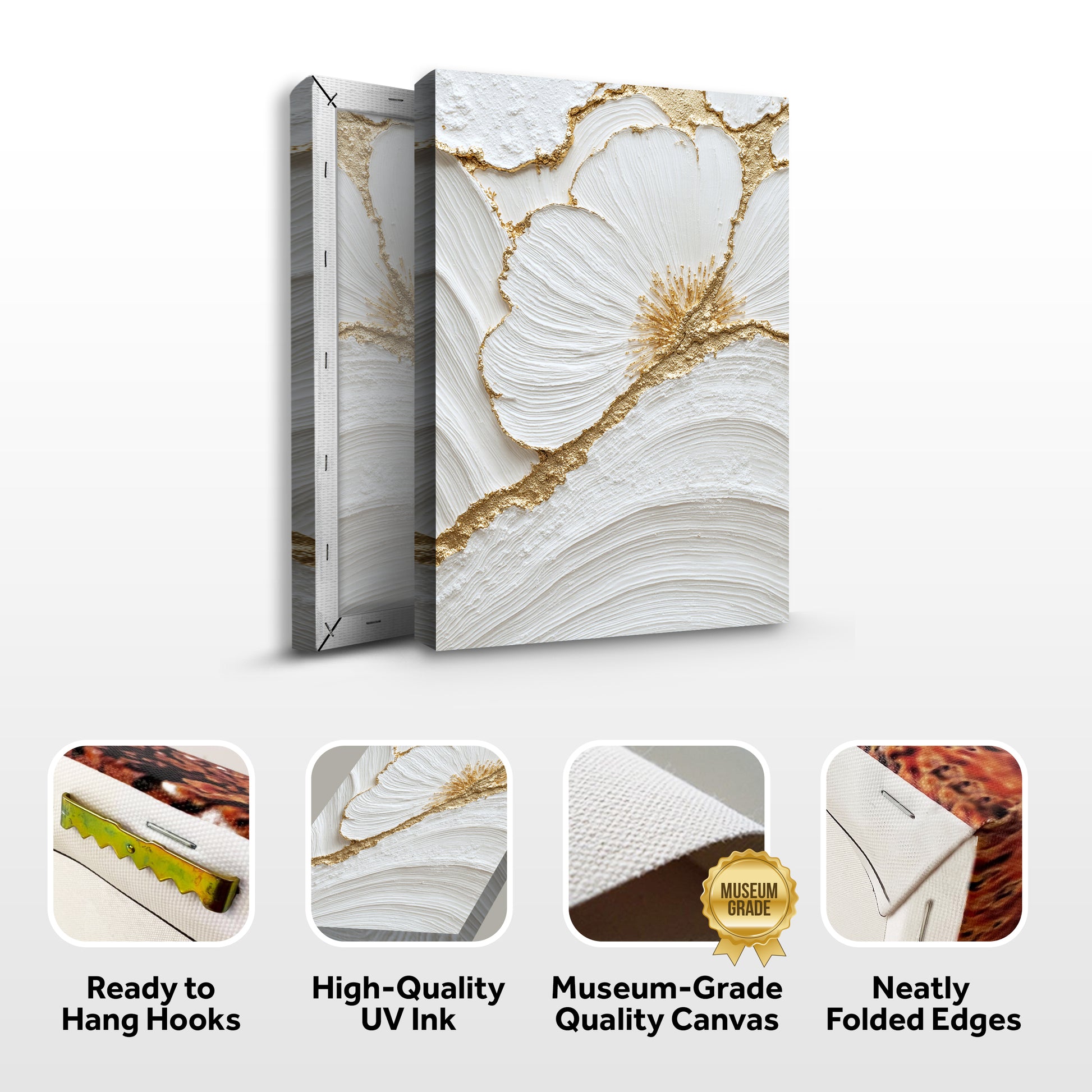 Abstract Golden Floral Patterns Wall Art